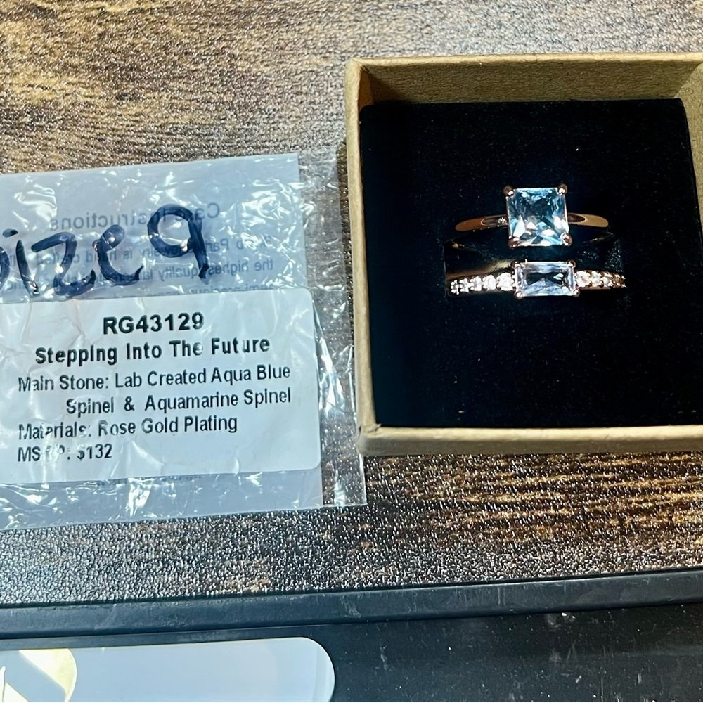 Stepping Into The Future Rose Gold Ring with Aquamarine Spinel